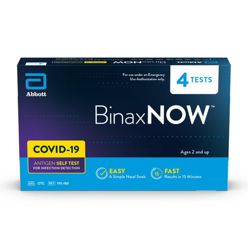 BinaxNOW COVID-19 Antigen Self Test, 1 Pack with 4 Tests, Easy to Use at Home