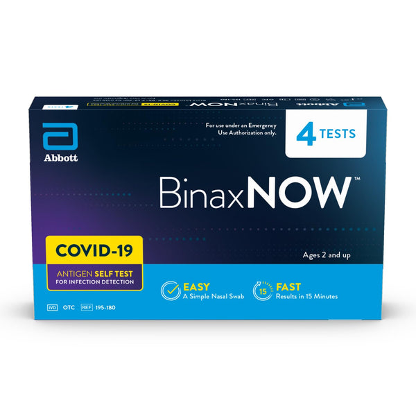 BinaxNOW COVID-19 Antigen Self Test, 1 Pack with 4 Tests, Easy to Use at Home