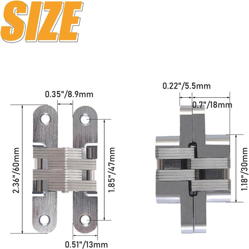 Hidden Door Hinge (0-180 Opening Angle) Zinc Alloy Hidden Hinge Door Hardware Accessories (Silver -Small) by YIDELAI
