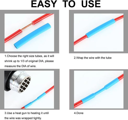 3:1 Shrinking Ratio Black Heat Shrink Tubing Roll, Dual Wall Adhesive Lined Electrical Cable Wire Sleeving Wrap Dia