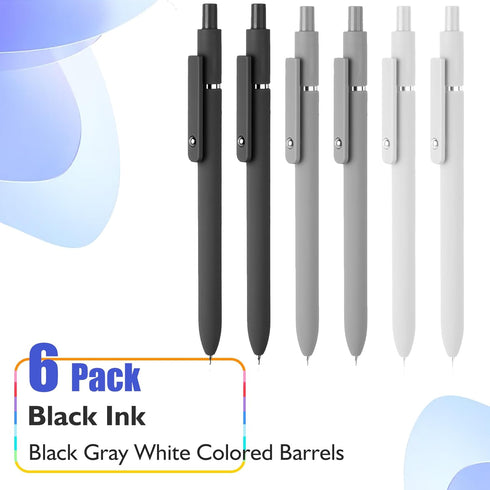 Gel Pens, 0.5MM Black Gel Ink Pens Fine Point Smooth Writing Pens, College Essentials Pens for Journaling Note Taking, Birthday Gifts for Women Men (6PCS Black Gray White) by Vanhench