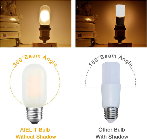 T45 Frosted LED Light Bulb, 40 Watt Equivalent, 2700K Warm White, 4W Tubular T14 E26 Dimmable Bulbs for Ceiling