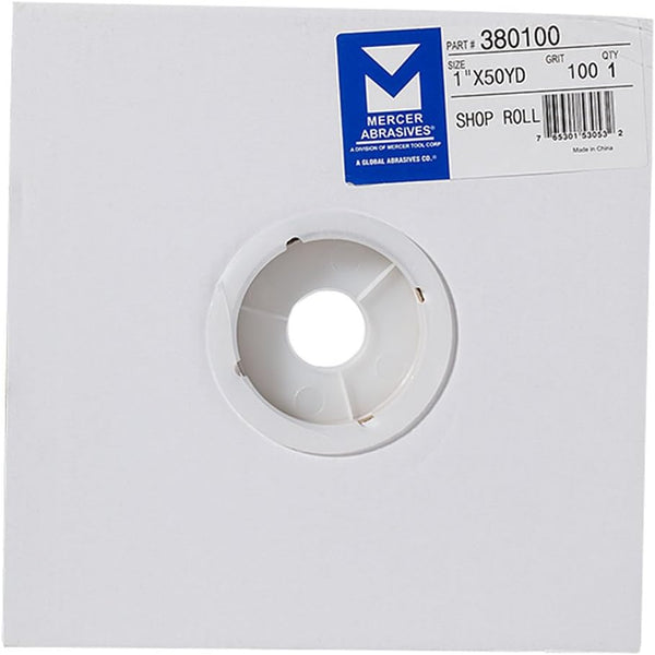 Mercer Industries 380100 1" x 50 Yards Shop Roll, 100 Grit
