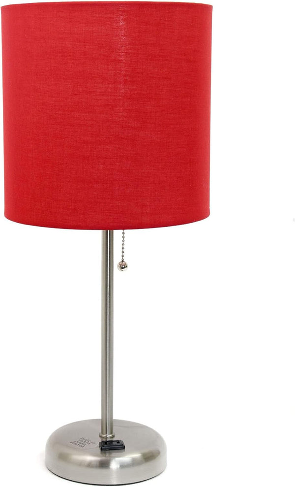 Oslo 19.5" Contemporary Bedside Power Outlet Base Standard Metal Table Desk Lamp