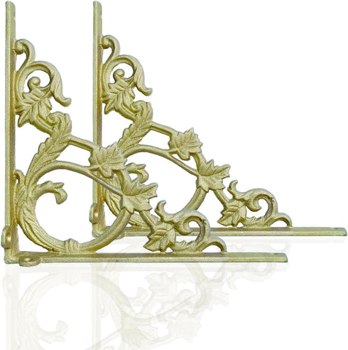 Cast Iron Victorian Scroll Shelf Brackets, 9 x 9 inch Antique Decor