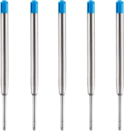 HeTaoCat Blue Ink Refill Pack of 5, Replaceable Medium Point Ballpoint Pen Refills (Blue)