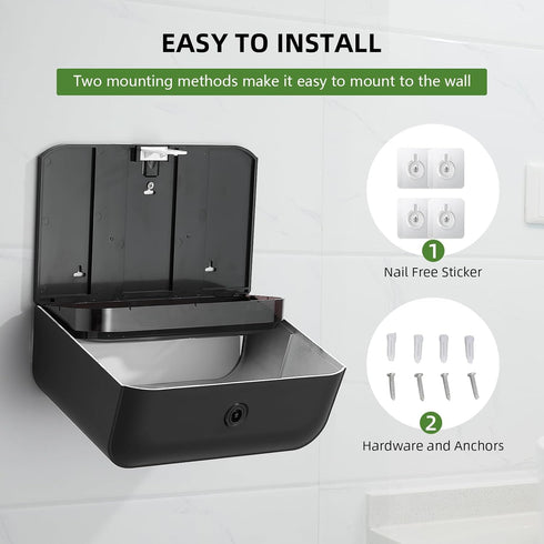Wall Mount Paper Towel Dispensers, Modundry Multifold Paper Towel Dispenser with Smart Lock, Adhesive No Drilling