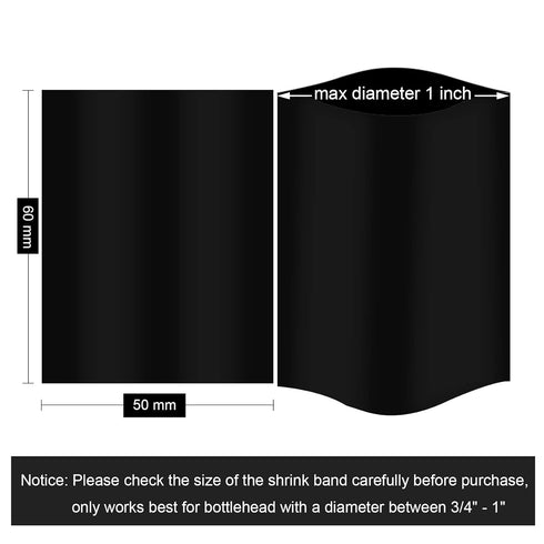 Black Shrink Bands - 200 Pieces 50x60mm Shrink Wrap for Hot Sauce Bottles and Liquid Bottles