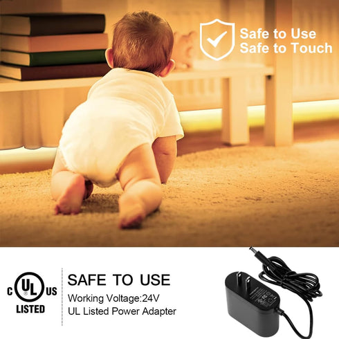 Wefomey Dimmable 24V 2700K-6500K (1 131ft) White LED Strip Lights, Bright Flexible Tape Light with Remote and App