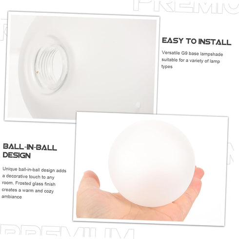 Frosted Glass Globe Lamp Shade Replacement Lampshade for Pendant Light Fixture Lightweight Cover Softens Light