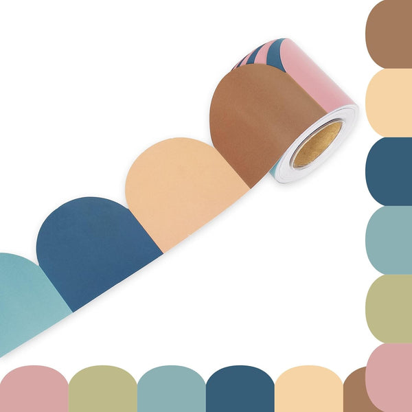 Whaline 32.8ft Multi Colors Bulletin Board Borders Colorful Die-Cut Strips Rolled Trim for School Office Chalkboard