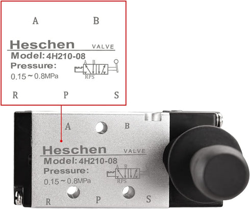 Pneumatic Hand Pull Mechanical Valve 4H210-08, 2 Position 5 Way PT1/4" Manual Control with Fittings and Muffler