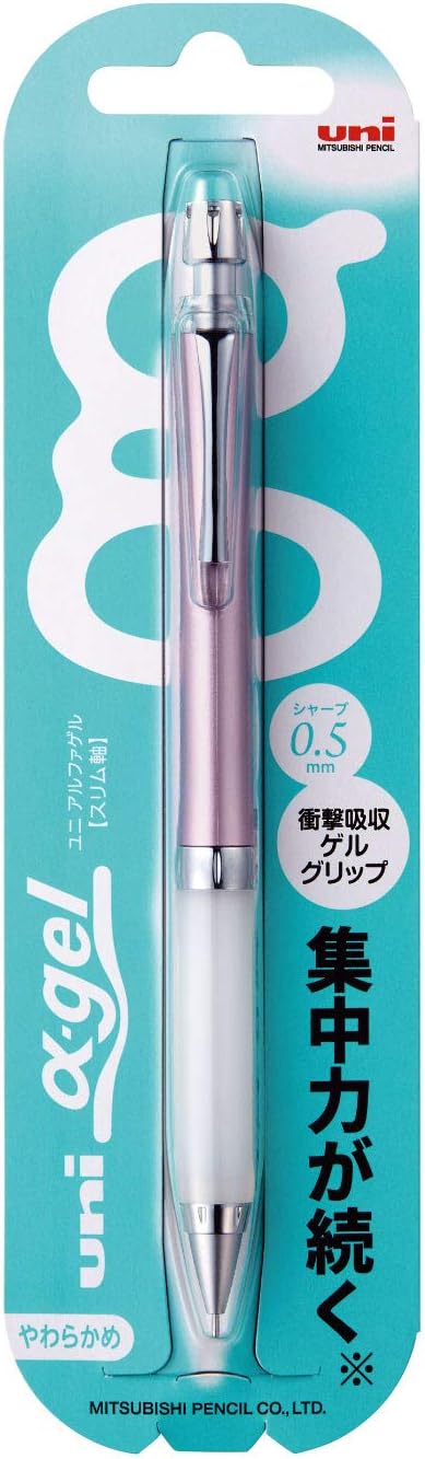 Uni Mechanical Pencil, Slim Model with White Alpha Gel Grip, 0.5mm, Noble Pink (M5807GG1PN.13)