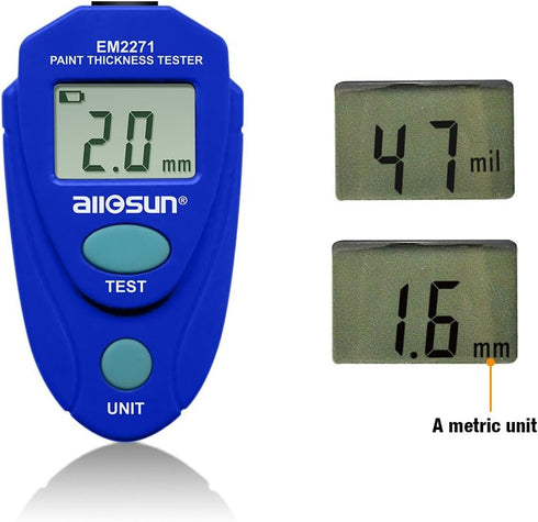 allsun Paint Thickness Gauge, Automotive Digital Car Coating Thickness Meter with Calibration Data Hold