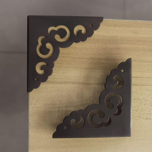 Corner Protector Edge 4 Pcs - Antique Metal Decorative Box Bumpers for Cabinet, Jewelry, and Furniture Hardware