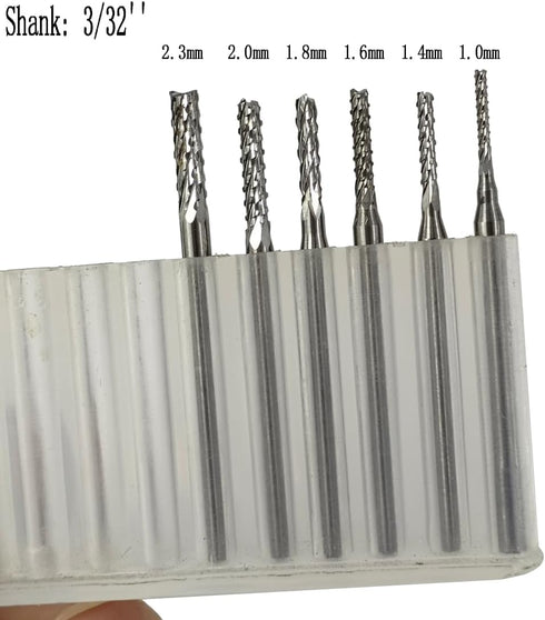 ?????? ???? 6 Pcs Cylinder Shape Aluminum Cutting Burr - 3/32'' Shank Miniature Carving File Tungsten Carbide Burr for Rotary Tools