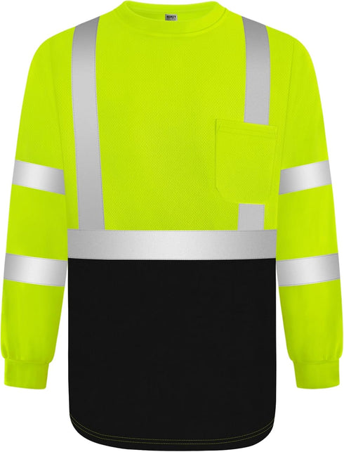 TCCFCCT Hi Vis Shirts for Men Class 3, Long Sleeve High Visibility Work Shirts