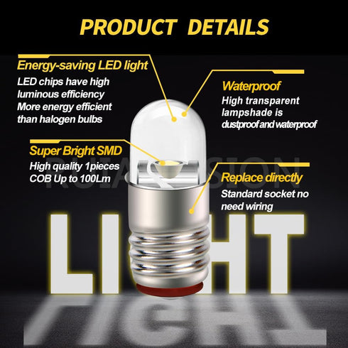 E5 Bulb 12V E5 E5.5 Bulb Lights(Pack 4) Ruiandsion LED White Screw Base LED Upgrade for Modle Train