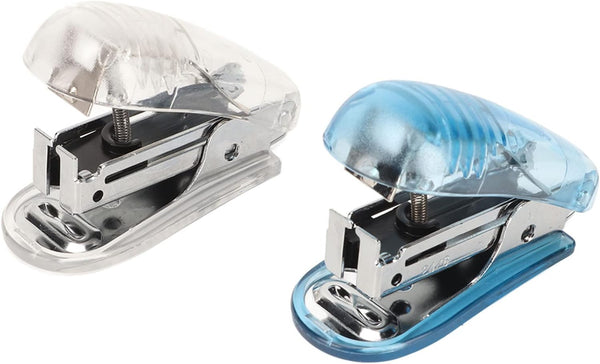Small Handheld Stapler, Easy to Use, Practical, Durable, 2pcs for Office (White Blue)