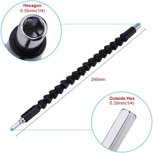 Set, Black Flexible Extension Screwdriver, 11.6inch Drill Screwdriver Attachment Bit for Electrical Screwdriver or Hand Drill Multi-angle Work by Yosoo Health Gear