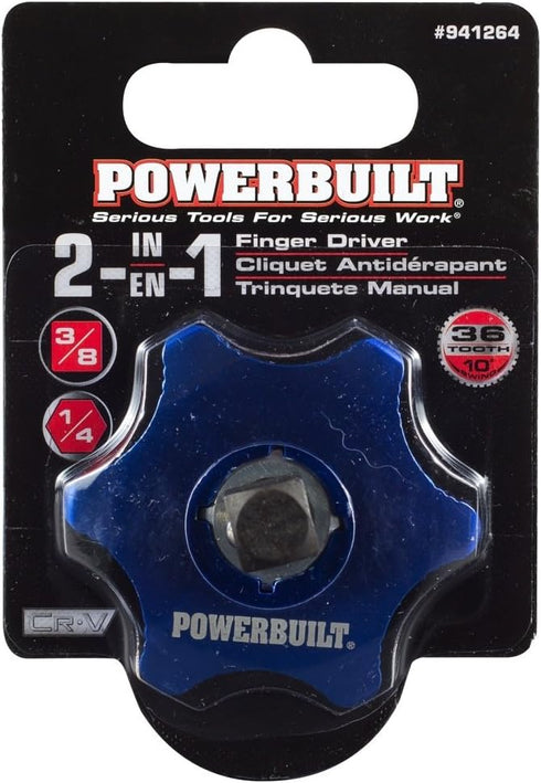 Powerbuilt 3/8 Inch Drive Palm Ratchet Handle, Finger Ratchet, Stubby Thumb Ratchet 2-in-1