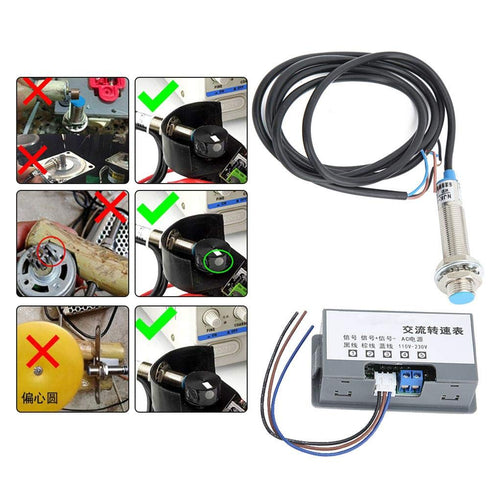 Meter Tachometer, AC 110V-230V High Measurement Accuracy Digital Speed Meter with 4-Digit Display