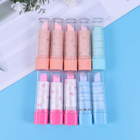 Operitacx Lipstick Eraser, 10pcs Cute Kids Stationery Novelty Erasers for Fun