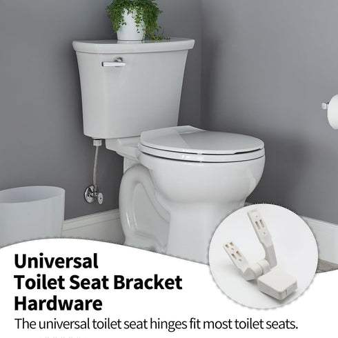 Luomorgo Set Replacement Toilet Seat Hinges - White Plastic with Bolts & Nuts