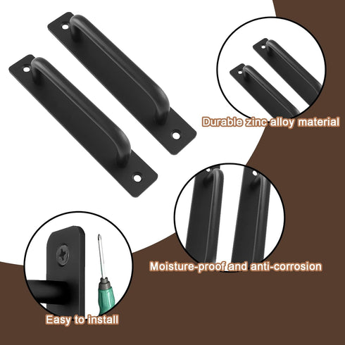 2 Pack Black Barn Door Handles, 5" Hole Center Sliding Door Pull Handles, Zinc Alloy with Plate for Closets