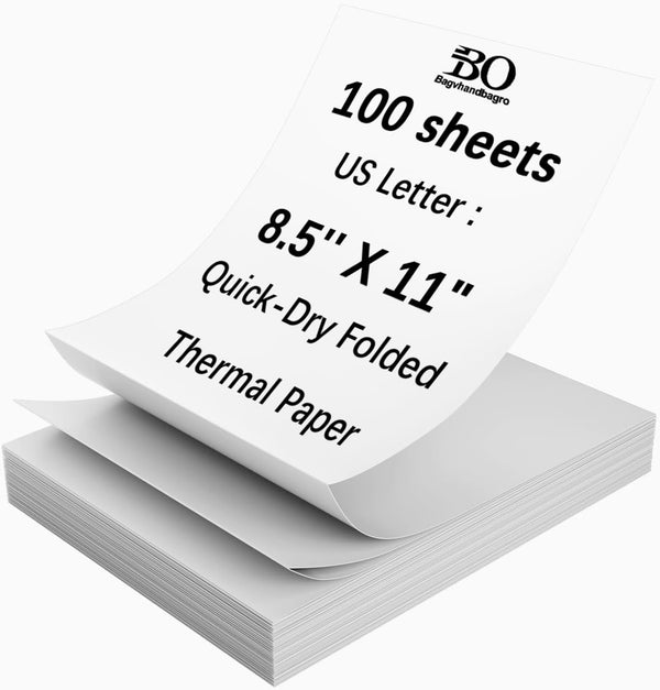 Thermal Printer Paper 8.5 x 11 Inch, 100 Sheets US Letter Size