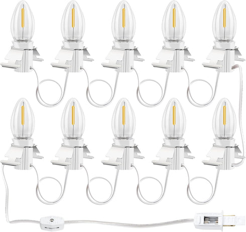 Christmas Village Lights with 10 LED Warm-White Bulbs, Decoration for Christmas Village Houses, C7 Christmas Village