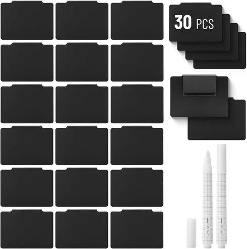 Mr. Pen- Basket Labels Clip On Set, 32 pcs, 30 Removable Bin Labels with 2 Chalk Markers for Storage Bins