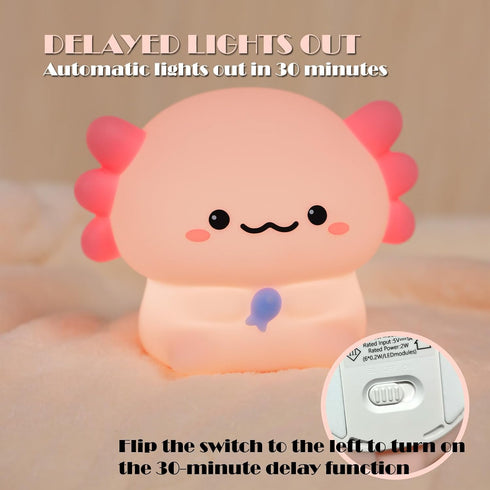 DEALFUN Axolotl Cute Cartoon Nursery Night Lights, Animal Design Safe Silicone Soft LED Nursery Lamp for Toddler Room