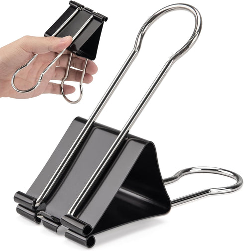 OWLKELA 2 Pcs Extra Jumbo Binder Clips, 2.4 inch Large Paper Clamps for Home, School, Office Supplies