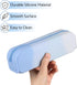 Pencil Holder Case, Gradient Color Silicone Waterproof Pencil Pouch, Portable Silicone Pencil Bag Aesthetic Zipper Pencil Pouch for School Supplies Office College Teen Girls Adults (Blue)
