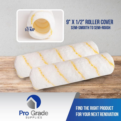 Pro Grade Paint Roller Covers - 1/2 X 9 Inch Microfiber - 5 Pack