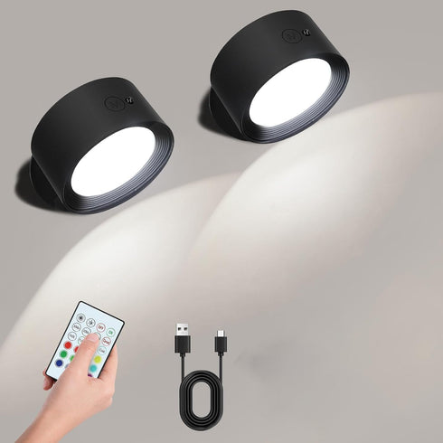 BHBP LED Magnetic Wall Light with 360 Rotation Touch Remote Control Rechargeable Reading
