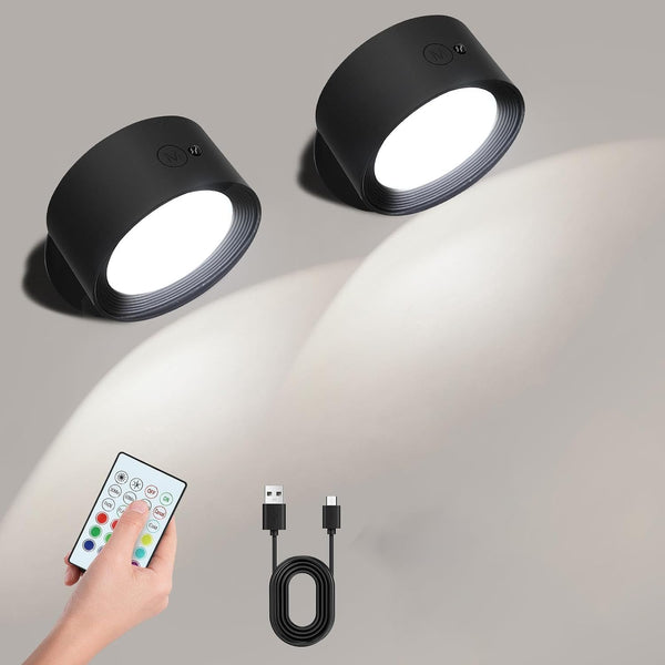BHBP LED Magnetic Wall Light with 360 Rotation Touch Remote Control Rechargeable Reading