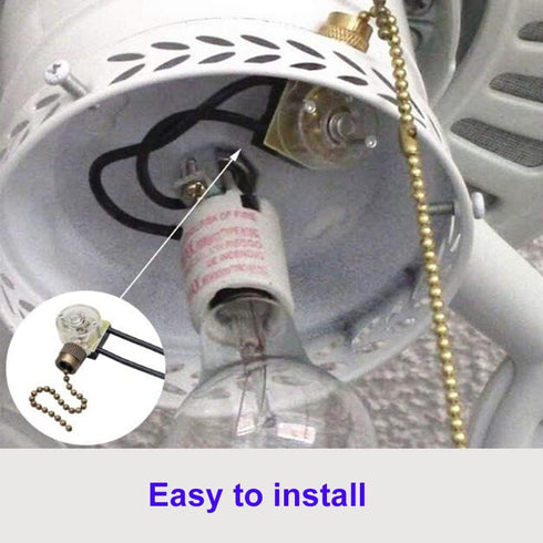 Zing Ear ZE-109 E89885 Ceiling Fan Light Switch, Two-Wire Light Switch with Pull Chain for Hunter Ceiling Fans, 2 Pack