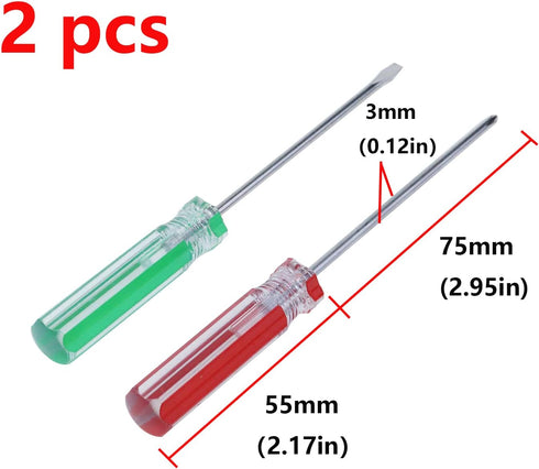 Antrader 2Pcs Screwdriver Set, Non-Magnetic 3mm Phillips & Slotted Bits Screwdriver with 3 Inch Steel Shaft for Repair Home Improvement Craft by Antrader