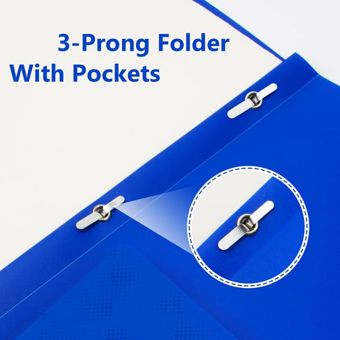 ViVin Blue Sturdy Plastic Folder, 10 Pack, 2 Pocket Folder with Prongs, Holds 8.5 * 11 Letter Size Sheets for Office