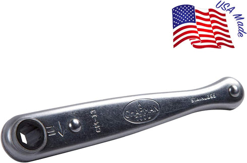 Chapman MFG CM-13 Mini Ratchet, 1/4" Drive, USA Made Stainless Steel Ratchet with 20 Tooth Gear & 18 Degree Working Arc by Chapman MFG