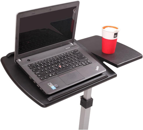Pinikuyiro Rolling Adjustable Laptop Cart,Height Adjustable Mobile Laptop Stand Desk Rolling Cart,Black