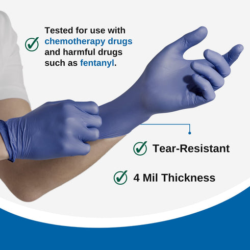 HCS Nitrile Exam Gloves - (250/Box) Disposable Medical Gloves, Latex-Free, Sensitive Skin, Fentanyl & Chemo Safe