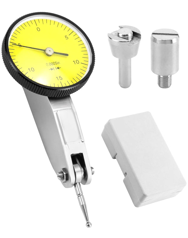 QWORK Dial Test Indicator with 2 Steel Dovetail Clamps, 0.030" Test Indicator, 0.0005" GR Dial Reading for Machine