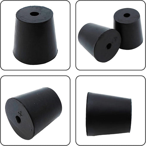 PENCK 6pcs Rubber Stopper with Hole 20mm to 26mm, Tapered Plug for Test Tubes, Black Bungs for Lab Home Use