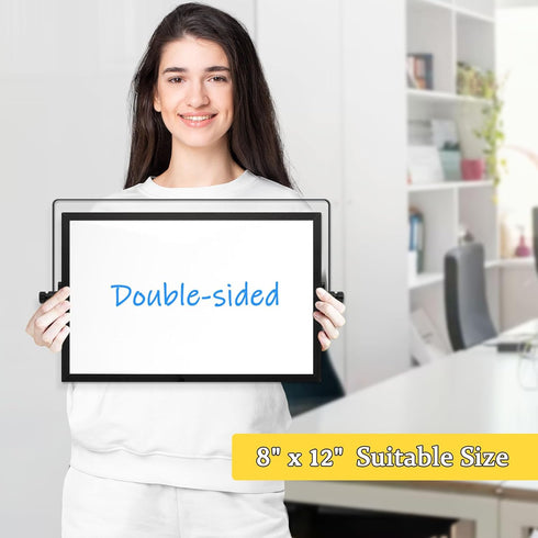 Magnetic Dry Erase White Board, 8" x 12" Double-Sided Desktop Whiteboard with Stand, Portable for Home, Office, School