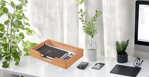 Wood Letter-Size Tray for Office Desktop Organizer, Wooden Front-Load Documents Tray for Mail, Paper, File, Magazine