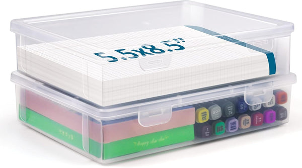 Vowcarol Storage Boxes for 5in x 8in Legal Pads, Washi Tape Organizer, A5 Paper Storage Bin (2 Pack)