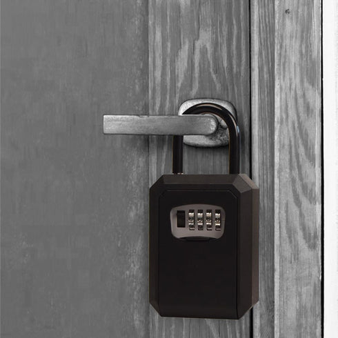 Generic Heavy Metal Outdoor Key Lock Box, Portable Wall Mounted with Removable Steel Shackle, Waterproof 4 Digit Code